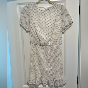 White with black polka dots fitted dress, size M.